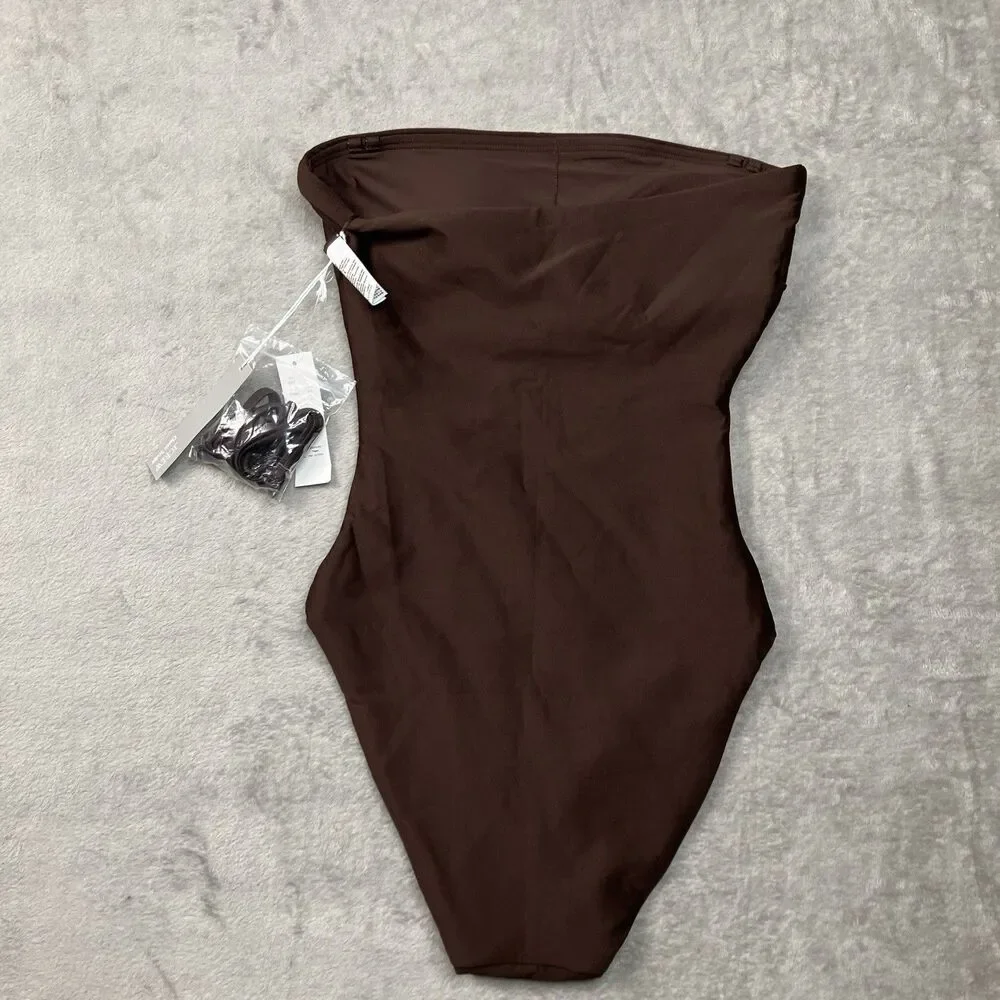 J.Crew Classic Sculpt Gemma One Piece Swimsuit 2 Brown Convertible Strapless